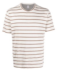 T-shirt girocollo a righe orizzontali bianca di Eleventy