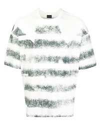 T-shirt girocollo a righe orizzontali bianca di Emporio Armani