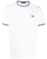 T-shirt girocollo a righe orizzontali bianca di Fred Perry