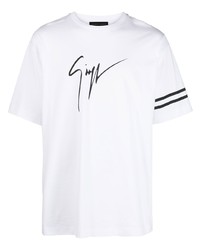 T-shirt girocollo a righe orizzontali bianca di Giuseppe Zanotti