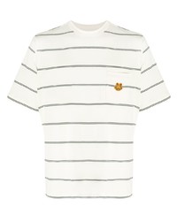 T-shirt girocollo a righe orizzontali bianca di Kenzo
