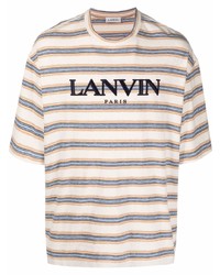 T-shirt girocollo a righe orizzontali bianca di Lanvin