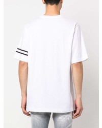 T-shirt girocollo a righe orizzontali bianca di Giuseppe Zanotti
