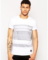 T-shirt girocollo a righe orizzontali bianca di Minimum