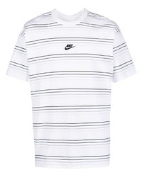 T-shirt girocollo a righe orizzontali bianca di Nike
