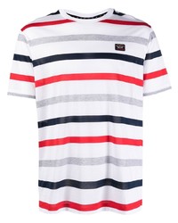 T-shirt girocollo a righe orizzontali bianca di Paul & Shark