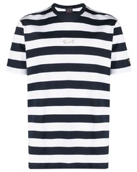 T-shirt girocollo a righe orizzontali bianca di Paul & Shark