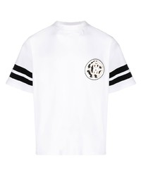 T-shirt girocollo a righe orizzontali bianca di Roberto Cavalli