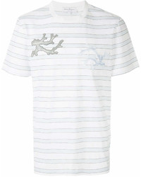 T-shirt girocollo a righe orizzontali bianca di Salvatore Ferragamo