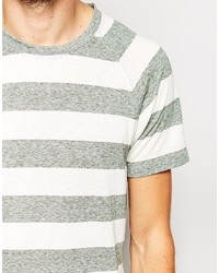 T-shirt girocollo a righe orizzontali bianca di Selected