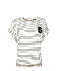 T-shirt girocollo a righe orizzontali bianca di Shirtaporter