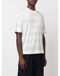T-shirt girocollo a righe orizzontali bianca di Emporio Armani