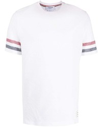 T-shirt girocollo a righe orizzontali bianca di Thom Browne