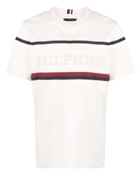 T-shirt girocollo a righe orizzontali bianca di Tommy Hilfiger