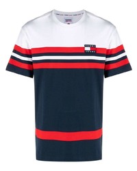 T-shirt girocollo a righe orizzontali bianca di Tommy Jeans