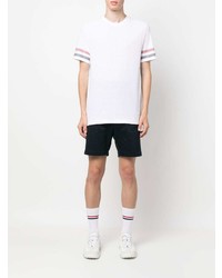 T-shirt girocollo a righe orizzontali bianca di Thom Browne