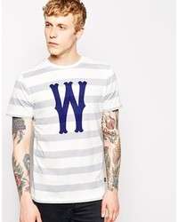 T-shirt girocollo a righe orizzontali bianca di Wesc