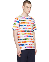 T-shirt girocollo a righe orizzontali bianca di Ps By Paul Smith