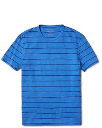 T-shirt girocollo a righe orizzontali blu