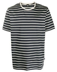 T-shirt girocollo a righe orizzontali blu scuro e bianca di BOSS