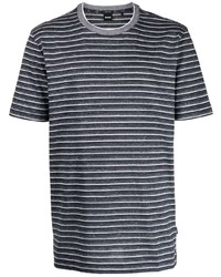 T-shirt girocollo a righe orizzontali blu scuro e bianca di BOSS