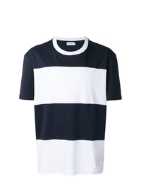T-shirt girocollo a righe orizzontali blu scuro e bianca di Calvin Klein