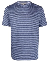 T-shirt girocollo a righe orizzontali blu scuro e bianca di Canali