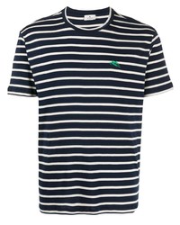 T-shirt girocollo a righe orizzontali blu scuro e bianca di Etro