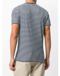 T-shirt girocollo a righe orizzontali blu scuro e bianca di MC2 Saint Barth
