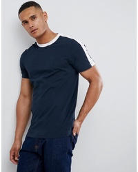 T-shirt girocollo a righe orizzontali blu scuro e bianca di New Look