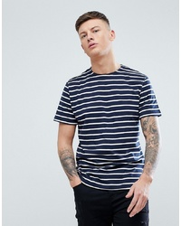 T-shirt girocollo a righe orizzontali blu scuro e bianca di Pull&Bear