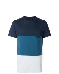T-shirt girocollo a righe orizzontali blu scuro e bianca di Ron Dorff