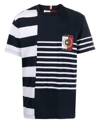 T-shirt girocollo a righe orizzontali blu scuro e bianca di Tommy Hilfiger