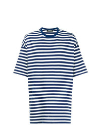 T-shirt girocollo a righe orizzontali blu scuro e bianca di Undercover