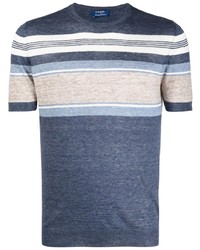 T-shirt girocollo a righe orizzontali blu scuro di Barba