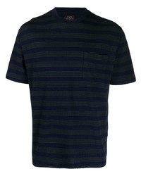 T-shirt girocollo a righe orizzontali blu scuro di Beams Plus
