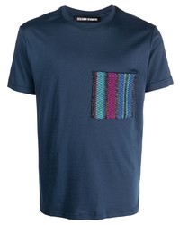 T-shirt girocollo a righe orizzontali blu scuro di Benjamin Benmoyal
