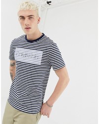 T-shirt girocollo a righe orizzontali blu scuro di Calvin Klein