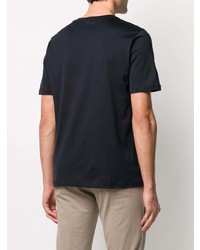 T-shirt girocollo a righe orizzontali blu scuro di Eleventy