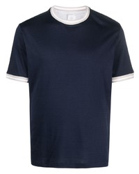 T-shirt girocollo a righe orizzontali blu scuro di Eleventy