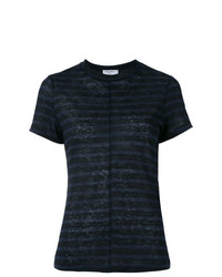 T-shirt girocollo a righe orizzontali blu scuro di Frame Denim