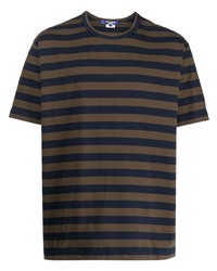 T-shirt girocollo a righe orizzontali blu scuro di Junya Watanabe MAN