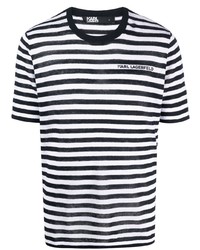 T-shirt girocollo a righe orizzontali blu scuro di Karl Lagerfeld