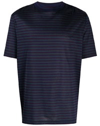 T-shirt girocollo a righe orizzontali blu scuro di Lanvin