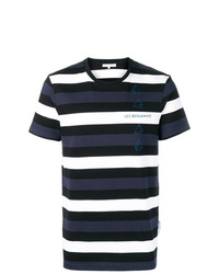 T-shirt girocollo a righe orizzontali blu scuro di Les Benjamins