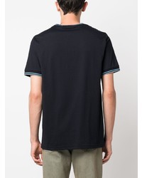 T-shirt girocollo a righe orizzontali blu scuro di Fred Perry