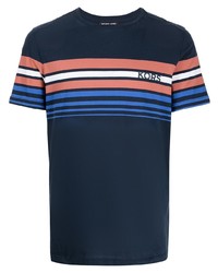 T-shirt girocollo a righe orizzontali blu scuro di Michael Kors
