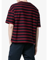 T-shirt girocollo a righe orizzontali blu scuro di Jil Sander