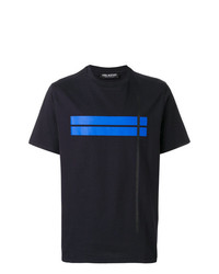 T-shirt girocollo a righe orizzontali blu scuro di Neil Barrett