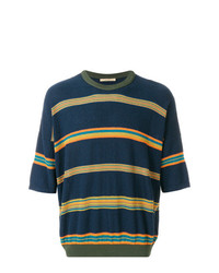 T-shirt girocollo a righe orizzontali blu scuro di Nuur